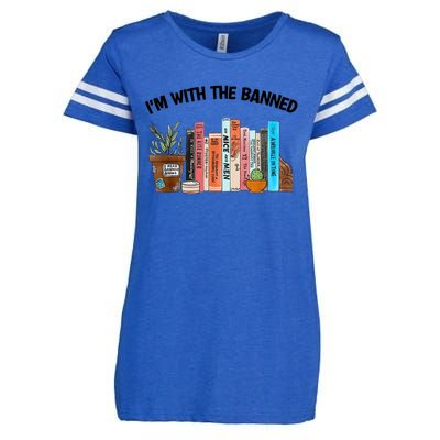 I'm With The Banned Funny Book Readers I Read Banned Books Enza Ladies Jersey Football T-Shirt