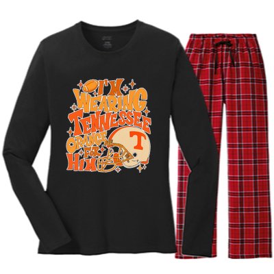 IM Wearing Tennessee Orange For Him Women's Long Sleeve Flannel Pajama Set 