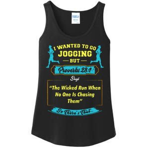 I Wanted To Go Jogging But Proverbs 28 1 Ladies Essential Tank