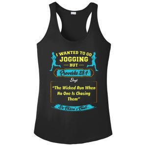 I Wanted To Go Jogging But Proverbs 28 1 Ladies PosiCharge Competitor Racerback Tank