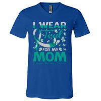 I Wear Teal For My Mom Digeorge Syndrome Awareness Gift V-Neck T-Shirt