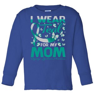 I Wear Teal For My Mom Digeorge Syndrome Awareness Gift Toddler Long Sleeve Shirt