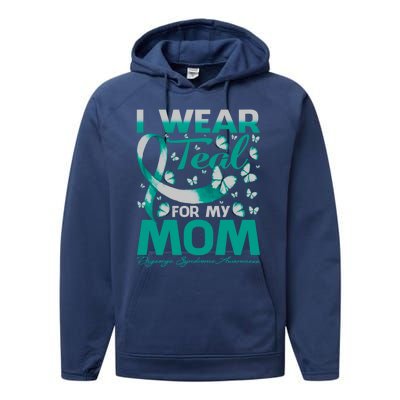 I Wear Teal For My Mom Digeorge Syndrome Awareness Gift Performance Fleece Hoodie