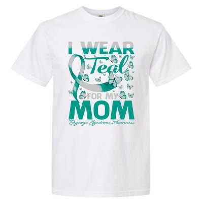 I Wear Teal For My Mom Digeorge Syndrome Awareness Gift Garment-Dyed Heavyweight T-Shirt