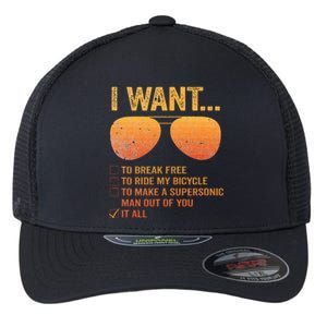 I Want To Break Free Ride My Bicycle It All Make Supersonic Flexfit Unipanel Trucker Cap