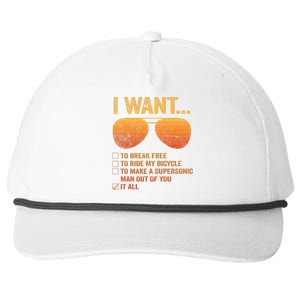 I Want To Break Free Ride My Bicycle It All Make Supersonic Snapback Five-Panel Rope Hat