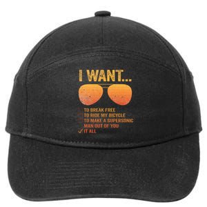 I Want To Break Free Ride My Bicycle It All Make Supersonic 7-Panel Snapback Hat