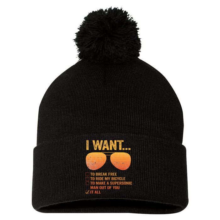 I Want To Break Free Ride My Bicycle It All Make Supersonic Pom Pom 12in Knit Beanie