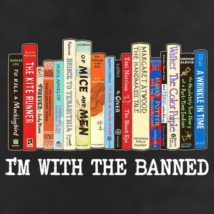 IM With The Banned Banned Books Reading Books 7 Panel Mesh Trucker Snapback Hat