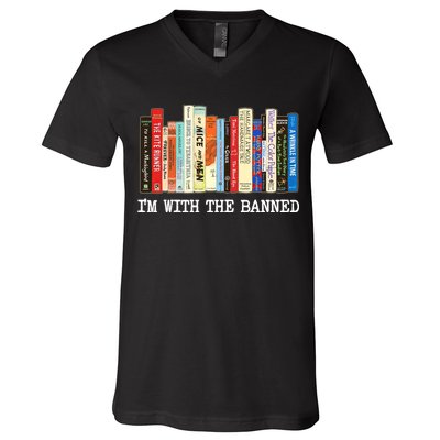 IM With The Banned Banned Books Reading Books V-Neck T-Shirt