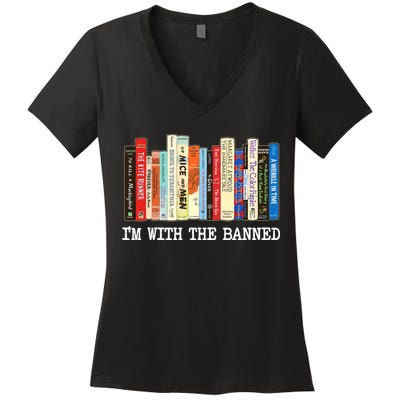 IM With The Banned Banned Books Reading Books Women's V-Neck T-Shirt