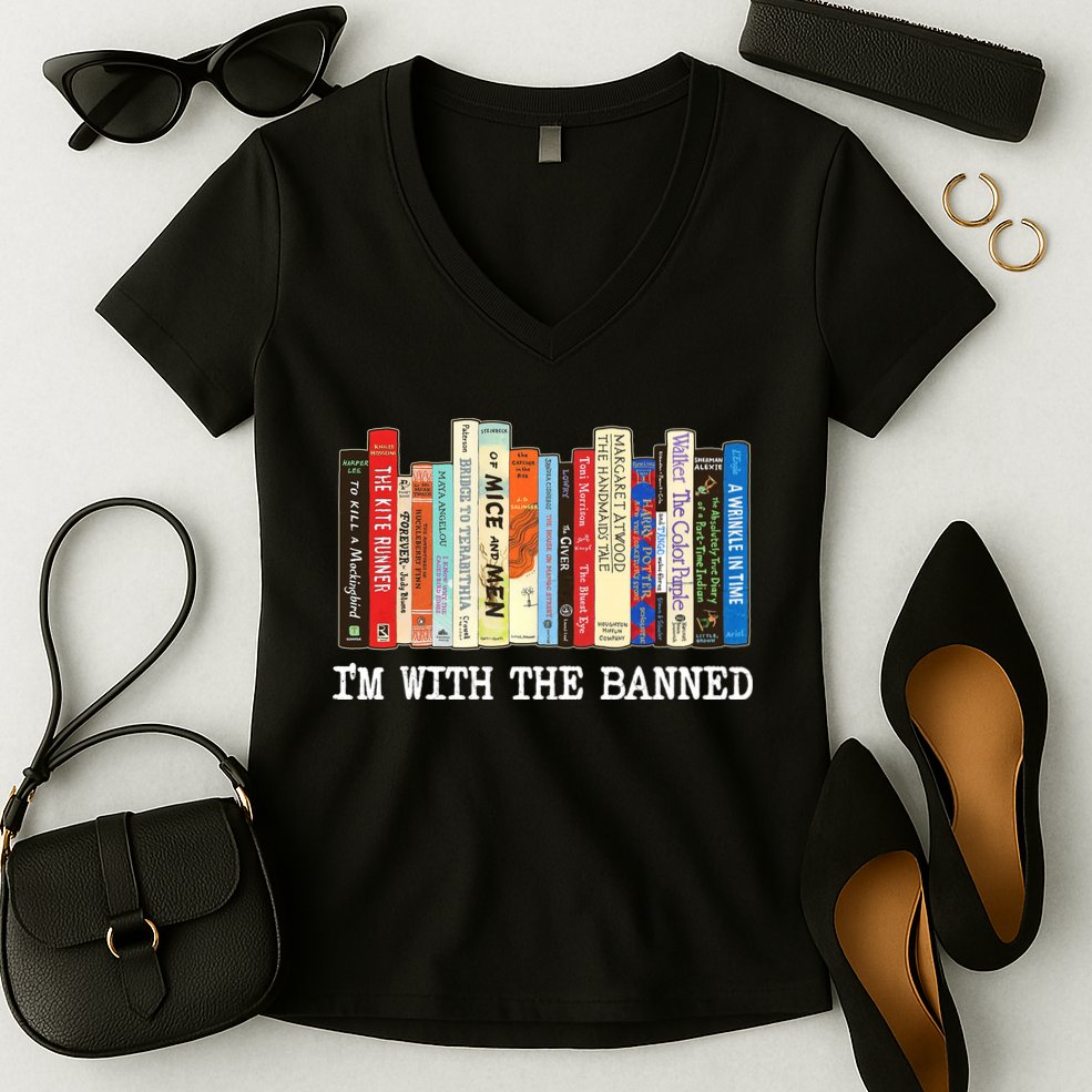 IM With The Banned Banned Books Reading Books Women's V-Neck T-Shirt