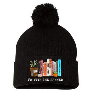 I'm With The Banned Books I Read Banned Books Lovers Pom Pom 12in Knit Beanie