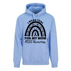 I Wear Teal For My Mom Pcos Awareness Rainbow Gift Unisex Surf Hoodie