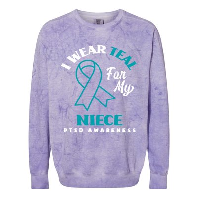 I Wear Teal For My Niece Ptsd Awareness Gift Colorblast Crewneck Sweatshirt