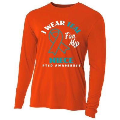 I Wear Teal For My Niece Ptsd Awareness Gift Cooling Performance Long Sleeve Crew