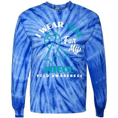 I Wear Teal For My Niece Ptsd Awareness Gift Tie-Dye Long Sleeve Shirt