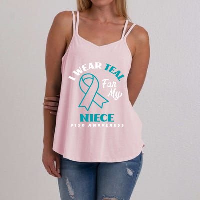 I Wear Teal For My Niece Ptsd Awareness Gift Women's Strappy Tank