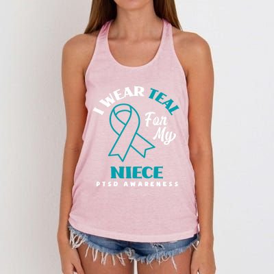 I Wear Teal For My Niece Ptsd Awareness Gift Women's Knotted Racerback Tank