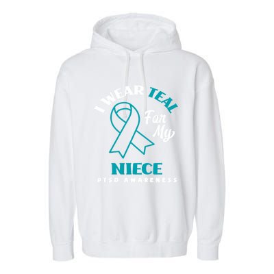 I Wear Teal For My Niece Ptsd Awareness Gift Garment-Dyed Fleece Hoodie