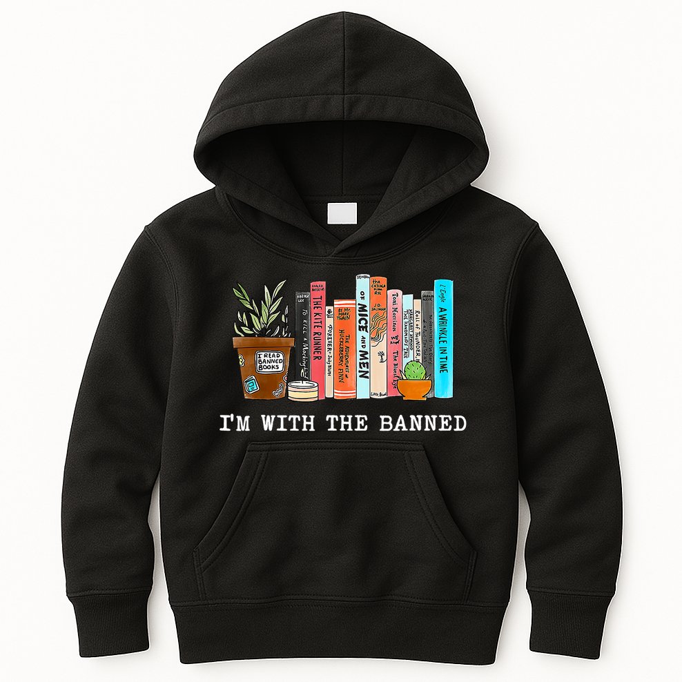 I'm With The Banned Books I Read Banned Books Lovers Kids Hoodie