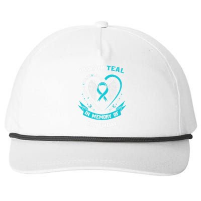 I Wear Teal For My Mom Ovarian Cancer Awareness Family Gifts Snapback Five-Panel Rope Hat