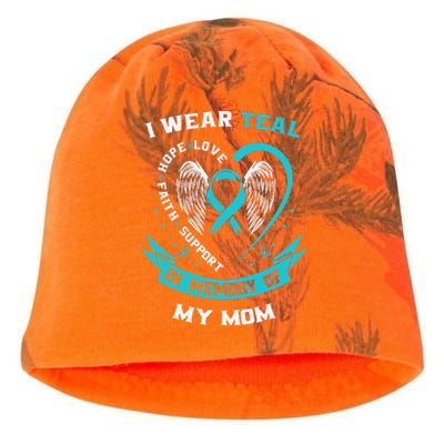 I Wear Teal For My Mom Ovarian Cancer Awareness Family Gifts Kati - Camo Knit Beanie