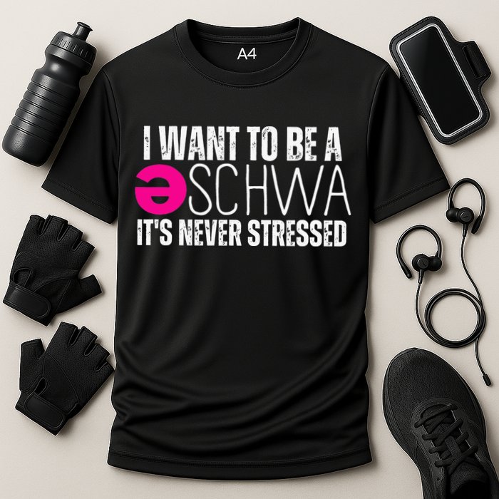 I Want To Be A Schwa Speech Therapy Teacher Funny SLP Cooling Performance Crew T-Shirt