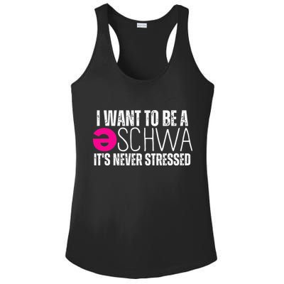 I Want To Be A Schwa Speech Therapy Teacher Funny SLP Ladies PosiCharge Competitor Racerback Tank