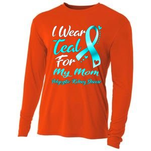 I Wear Teal For My Mom Polycystic Ney Disease Awareness Gift Cooling Performance Long Sleeve Crew