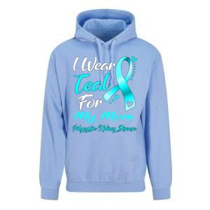 I Wear Teal For My Mom Polycystic Ney Disease Awareness Gift Unisex Surf Hoodie