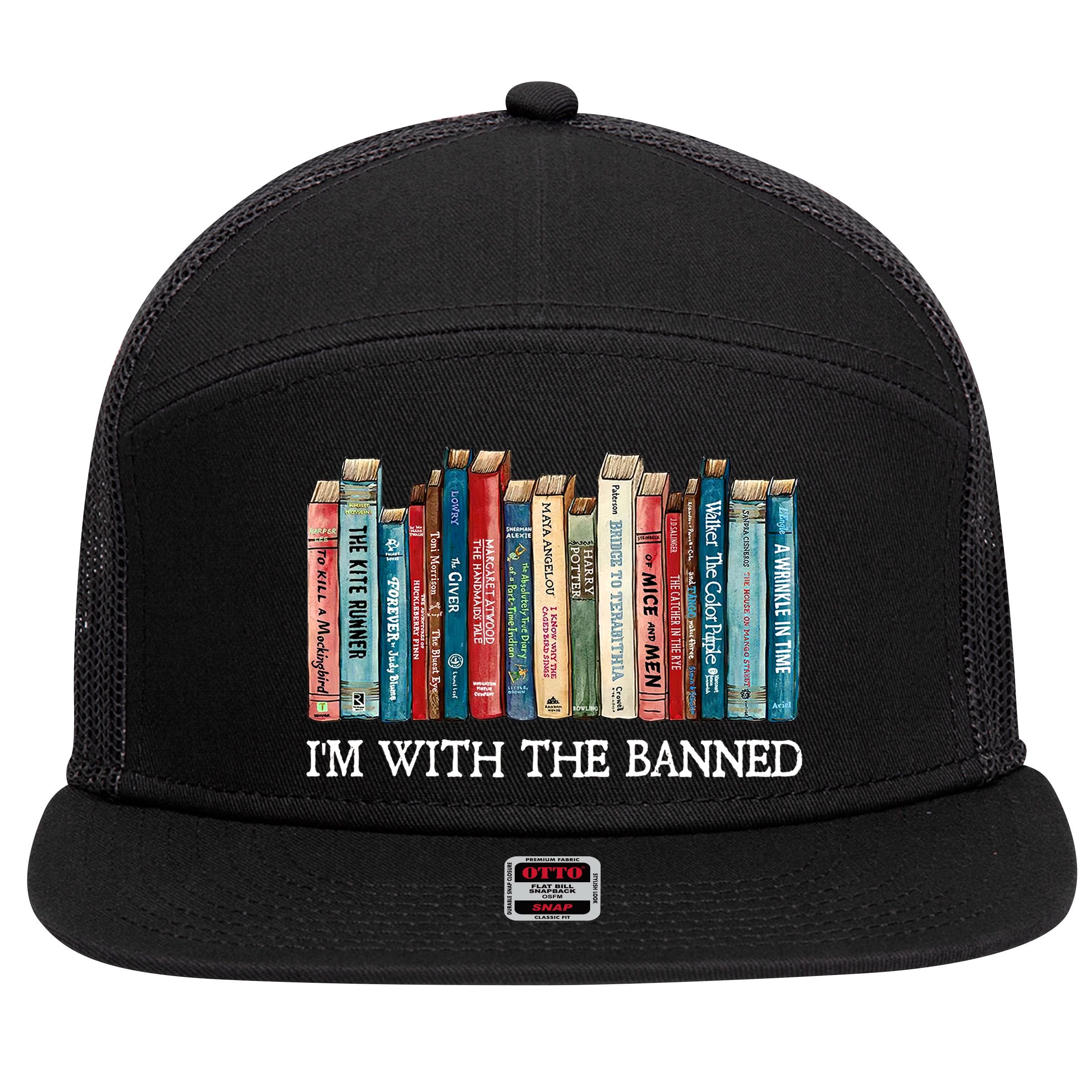 I'm With The Banned Book 7 Panel Mesh Trucker Snapback Hat
