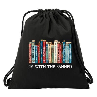 I'm With The Banned Book Drawstring Bag
