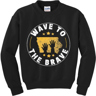Iowa Wave To The Brave Football Childrens Hospital Kids Sweatshirt