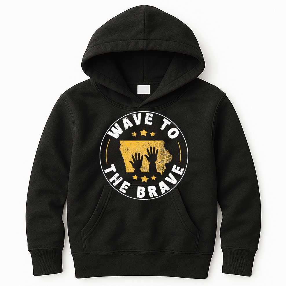 Iowa Wave To The Brave Football Childrens Hospital Kids Hoodie