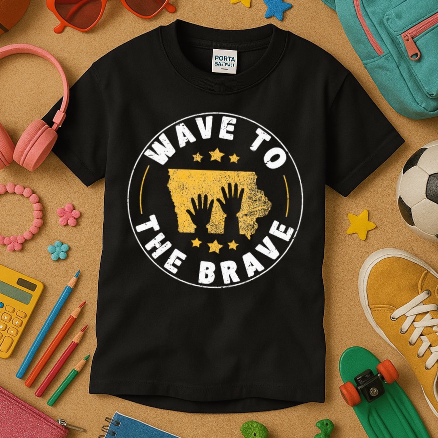 Iowa Wave To The Brave Football Childrens Hospital Kids T-Shirt