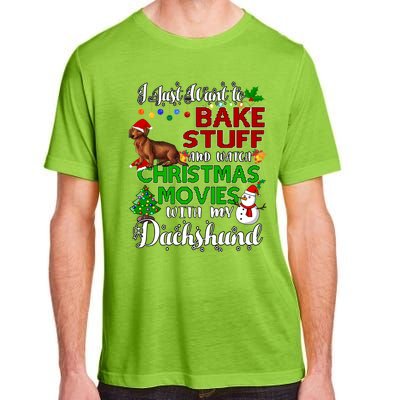 I Want To Bake Stuff And Watch Christmas Movies Dachshund Funny Gift Adult ChromaSoft Performance T-Shirt