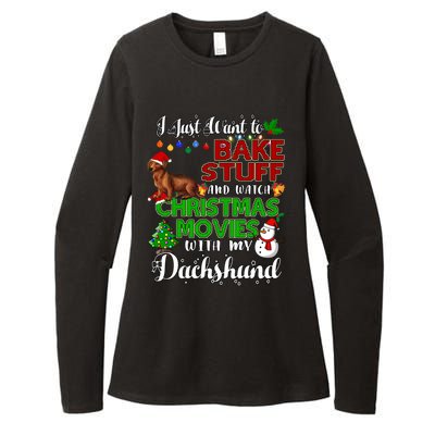 I Want To Bake Stuff And Watch Christmas Movies Dachshund Funny Gift Womens CVC Long Sleeve Shirt