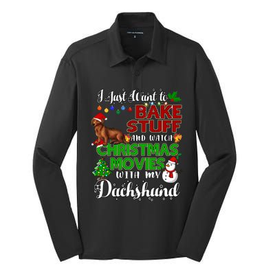 I Want To Bake Stuff And Watch Christmas Movies Dachshund Funny Gift Silk Touch Performance Long Sleeve Polo