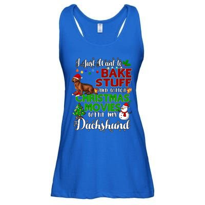 I Want To Bake Stuff And Watch Christmas Movies Dachshund Funny Gift Ladies Essential Flowy Tank