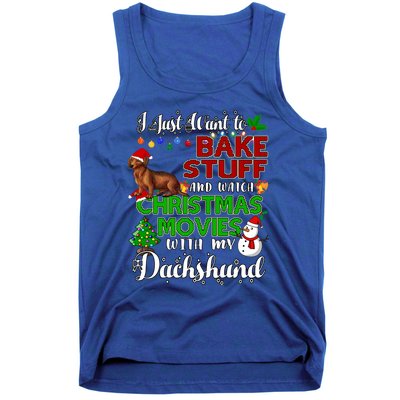 I Want To Bake Stuff And Watch Christmas Movies Dachshund Funny Gift Tank Top