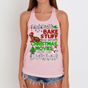 I Want To Bake Stuff And Watch Christmas Movies Dachshund Funny Gift Women's Knotted Racerback Tank