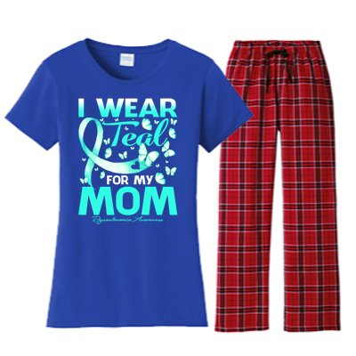 I Wear Teal For My Mom Dysautonomia Awareness Meaningful Gift Women's Flannel Pajama Set