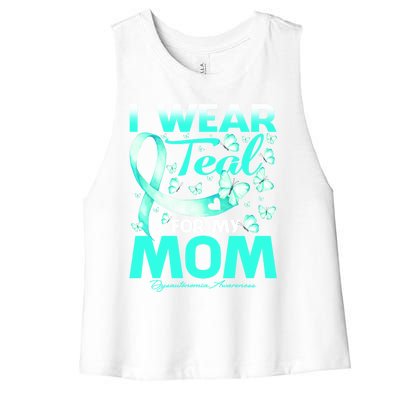 I Wear Teal For My Mom Dysautonomia Awareness Meaningful Gift Women's Racerback Cropped Tank