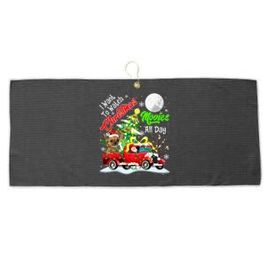 I Want To Watch Xmas Movies Cute Santa Chihuahua On Truck Cute Gift Large Microfiber Waffle Golf Towel