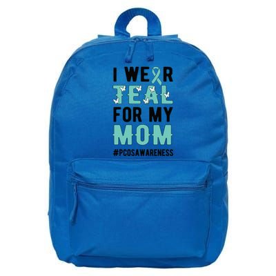 I Wear Teal For My Mom Polycystic Ovary Pcos Warrior Gift 16 in Basic Backpack