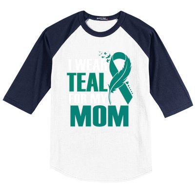 I Wear Teal For My Mom Ectodermal Dysphasia Awareness Gift Baseball Sleeve Shirt