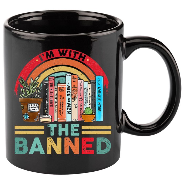 I'm with The Banned Books Lover 11oz C Handle Ceramic Mug