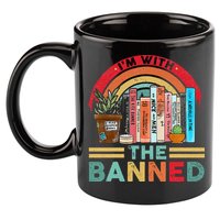 I'm with The Banned Books Lover 11oz C Handle Ceramic Mug