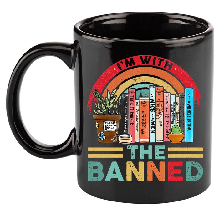 I'm with The Banned Books Lover 11oz C Handle Ceramic Mug